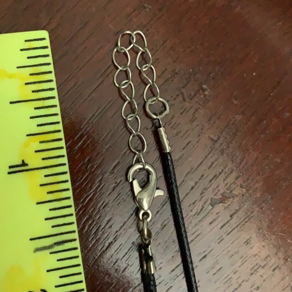 Silver hamsa pendant on black cord necklace - Picture 5 of 5